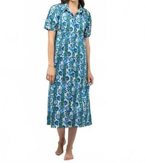 NEW BEAU & RO kris midi dress in green picnic stripe